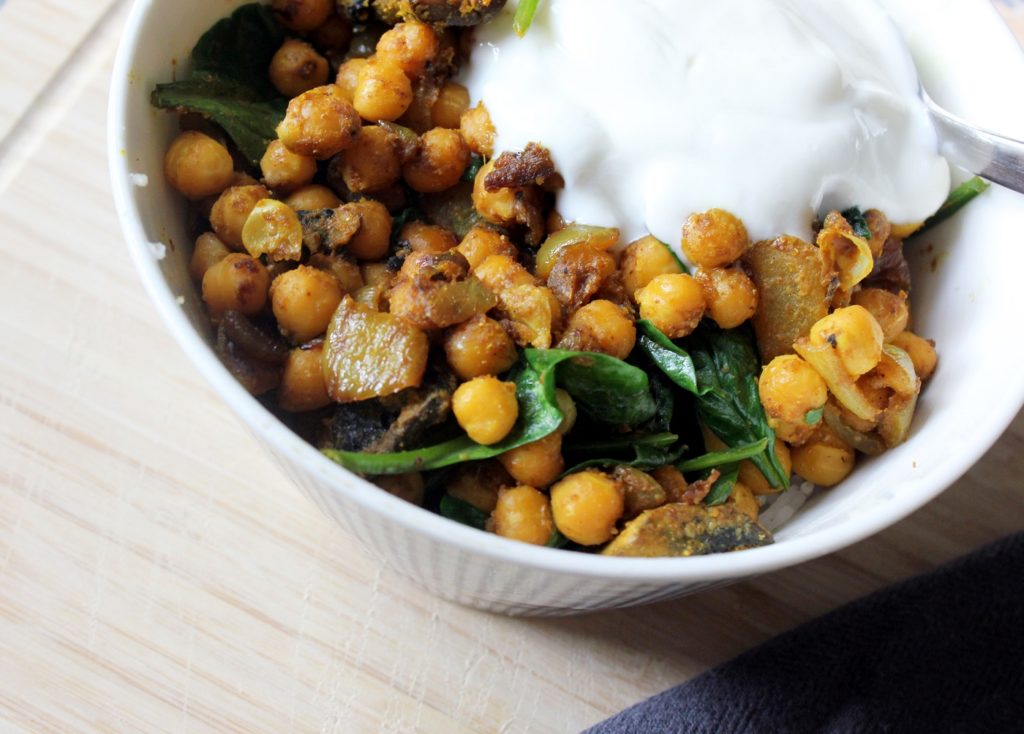 Chickpea and spinach pilaf