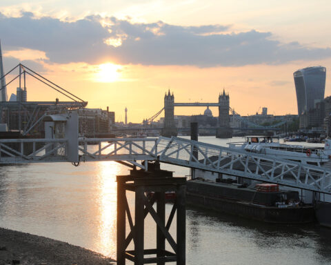 Sun setting over Tower Bridge